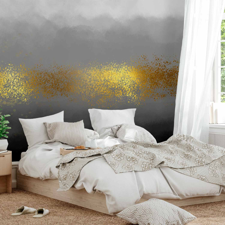 Photo Wallpaper Shades of grey - abstract with grey gradient and gold pattern 144636 additionalImage 2