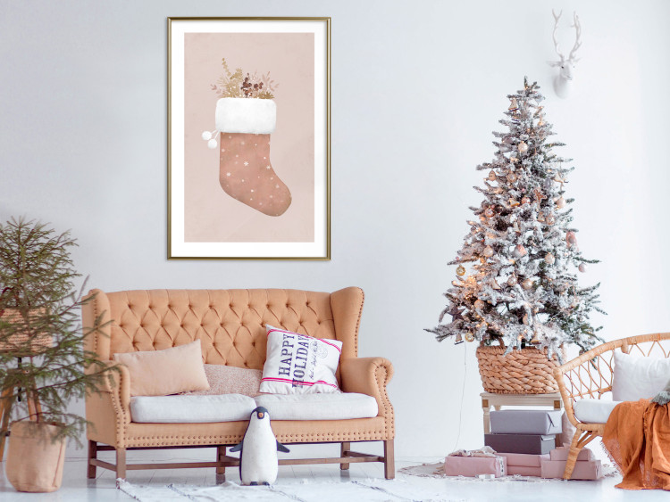 Poster Christmas in Pastels - Holiday Stocking With Plant Twigs 148036 additionalImage 16