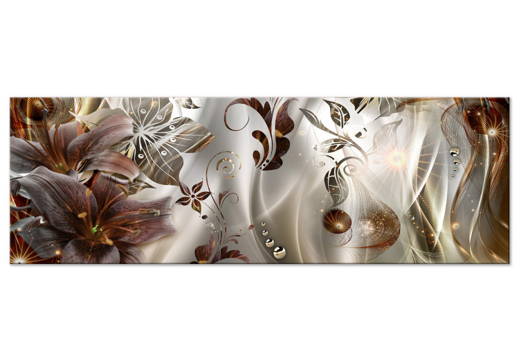 Canvas Print Abstract Composition With Lilies - Flowers With a Golden Tone and Glitter 148436