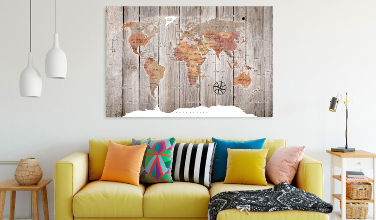 Large canvas print World Map: Wooden Stories [Large Format] 149136 additionalImage 6