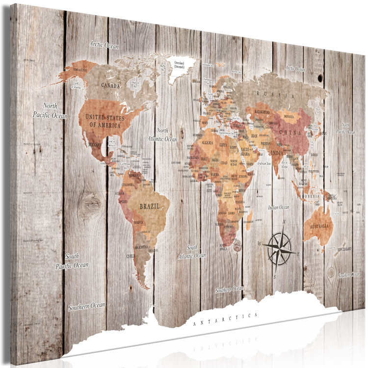 Large canvas print World Map: Wooden Stories [Large Format] 149136 additionalImage 3