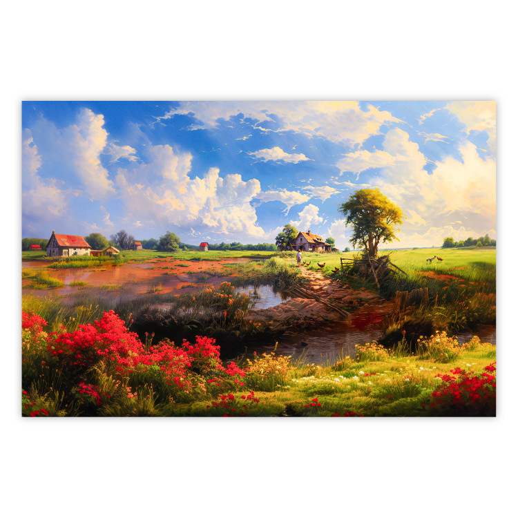 Poster Rural Idyll - Landscape of the Polish Countryside Painted in Warm Colors 151536