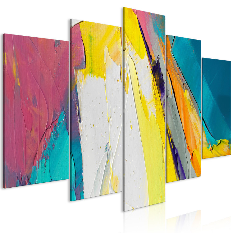Canvas Art Print Colorful Composition - Abstraction From Paint Applied With Spatula 151836 additionalImage 2