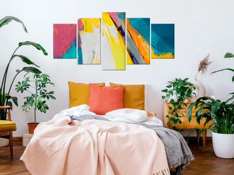 Canvas Art Print Colorful Composition - Abstraction From Paint Applied With Spatula 151836 additionalImage 3