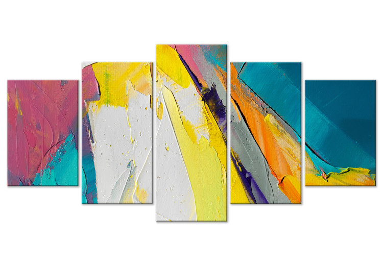 Canvas Art Print Colorful Composition - Abstraction From Paint Applied With Spatula 151836