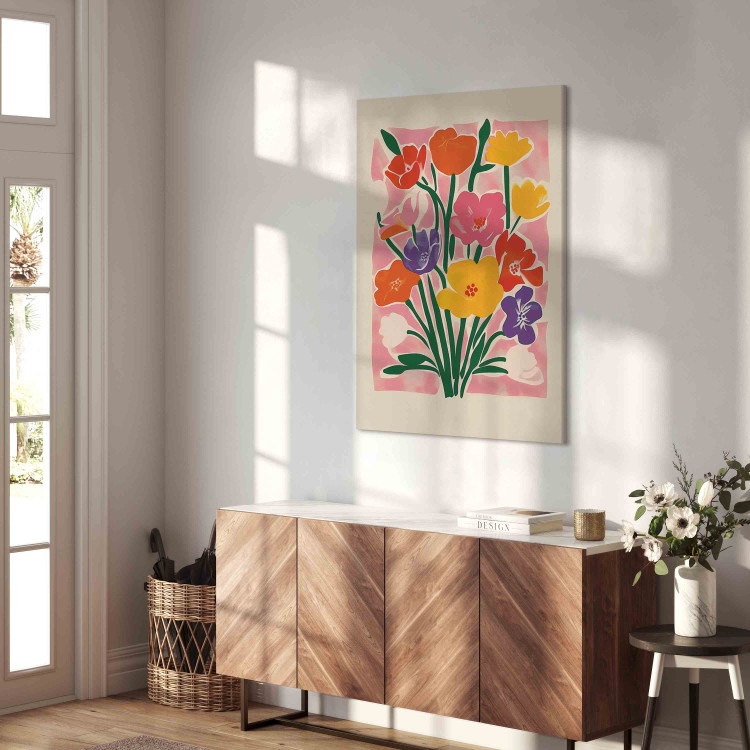 Canvas Print Pink Bouquet - A Minimalist Composition Inspired by the Style of Matisse 159936 additionalImage 4