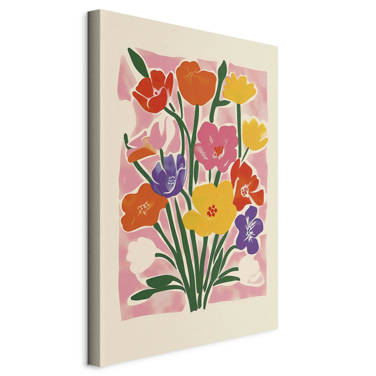 Canvas Print Pink Bouquet - A Minimalist Composition Inspired by the Style of Matisse 159936 additionalImage 2