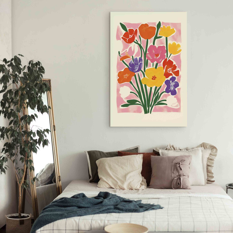 Canvas Print Pink Bouquet - A Minimalist Composition Inspired by the Style of Matisse 159936 additionalImage 5