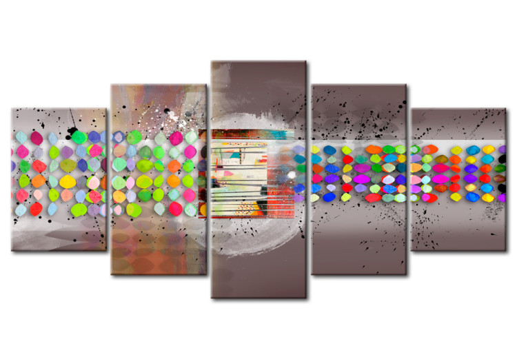 Canvas Dots (5-piece) - Subdued abstraction with a colourful accent 48436