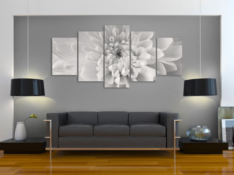 Canvas Dahlia flower in grey shades 49936 additionalImage 3