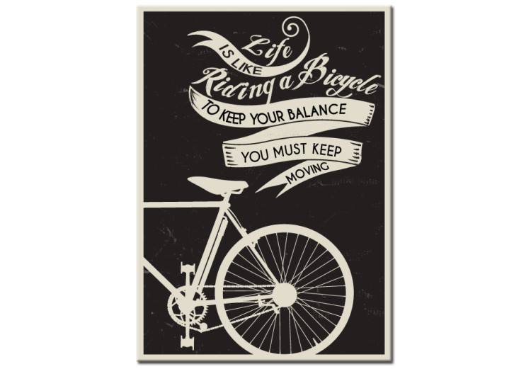 Canvas Print Life is Like Riding a Bicycle (1-part) - bicycle and retro writings 55236