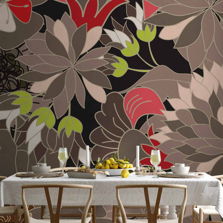Wall Mural Abstraction - Imaginary Flowers with Colorful Accents on a Black Background 60736 additionalImage 6