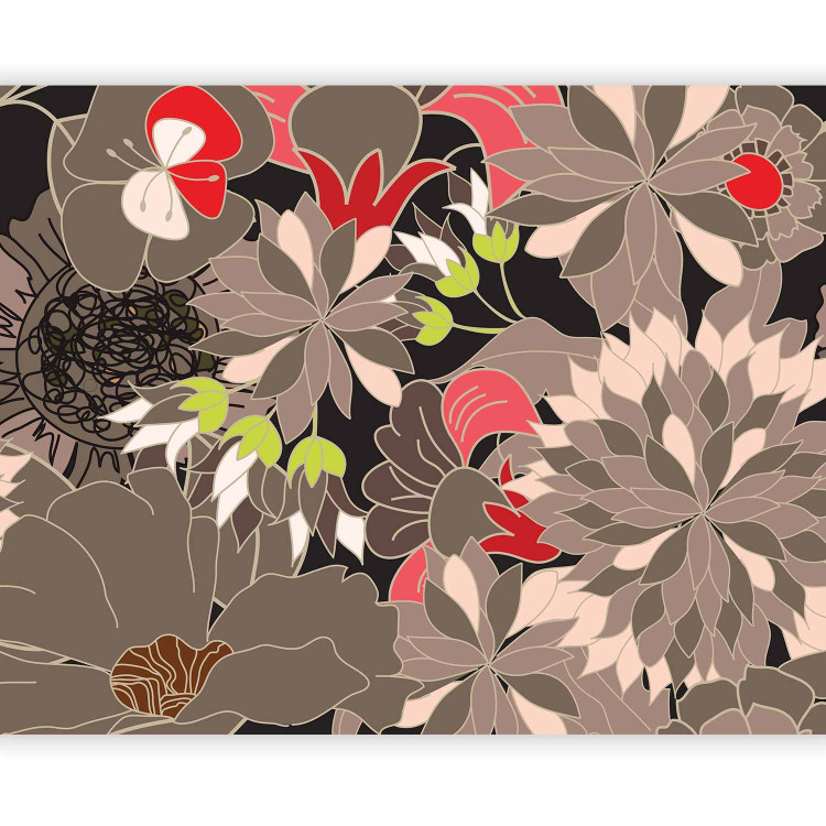 Wall Mural Abstraction - Imaginary Flowers with Colorful Accents on a Black Background 60736 additionalImage 5
