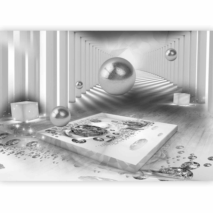 Wall Mural Grey abstraction - geometric tunnel with diamond sparkle effect 93936 additionalImage 1