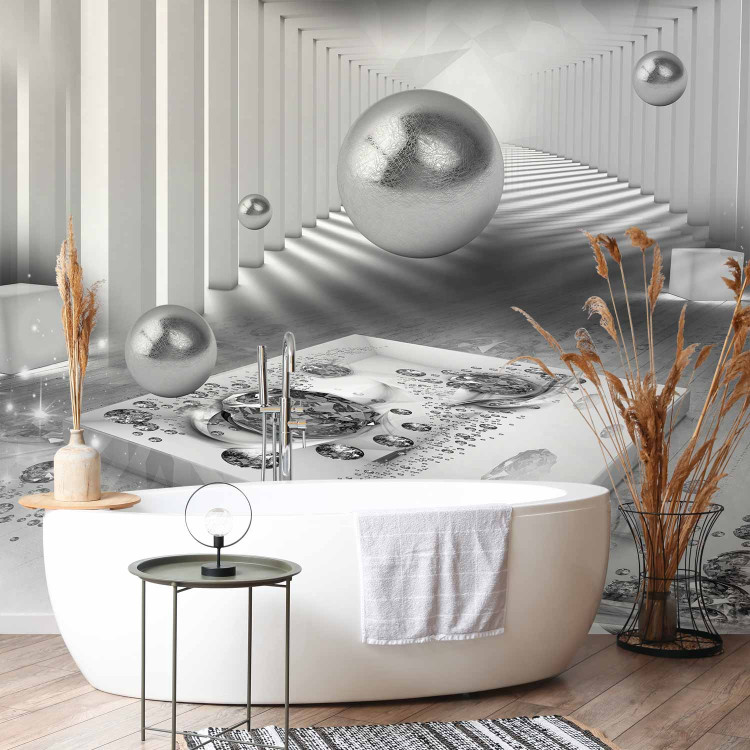 Wall Mural Grey abstraction - geometric tunnel with diamond sparkle effect 93936 additionalImage 8