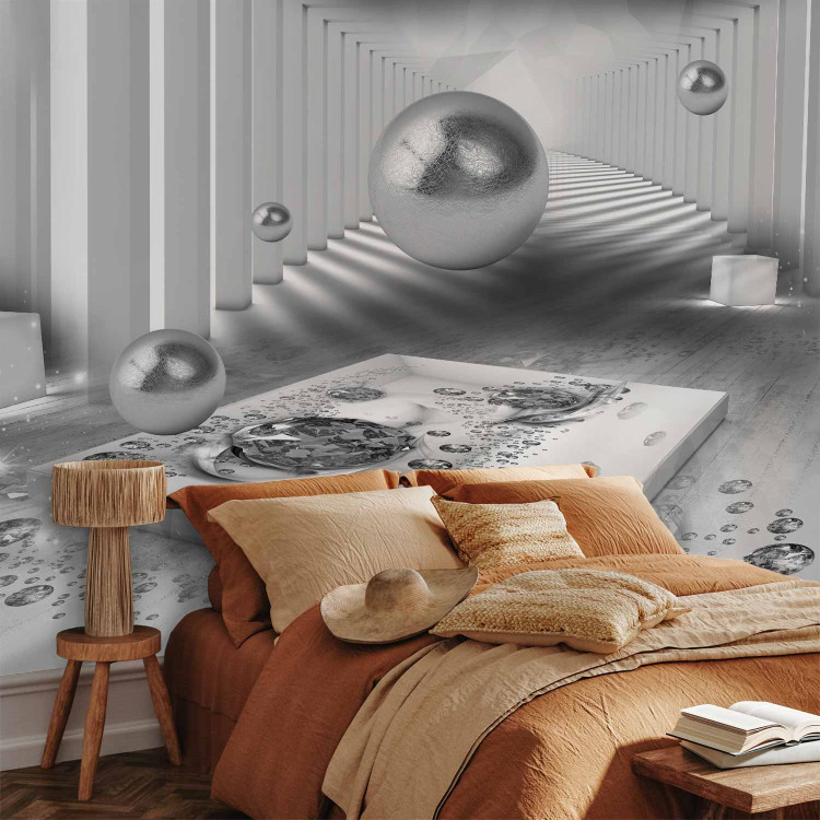 Wall Mural Grey abstraction - geometric tunnel with diamond sparkle effect 93936 additionalImage 2