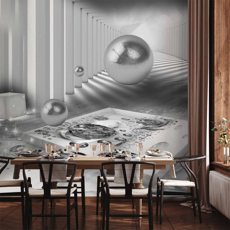 Wall Mural Grey abstraction - geometric tunnel with diamond sparkle effect 93936 additionalImage 4
