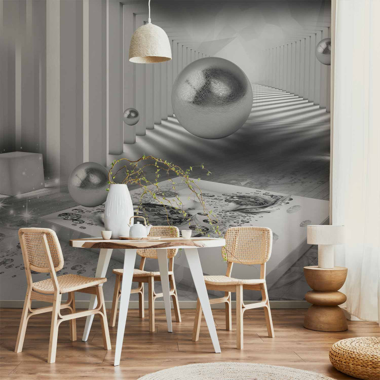 Wall Mural Grey abstraction - geometric tunnel with diamond sparkle effect 93936 additionalImage 6