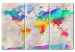 Canvas Continents in Color Palette (3-part) - Rainbow-Colored World Map 96136