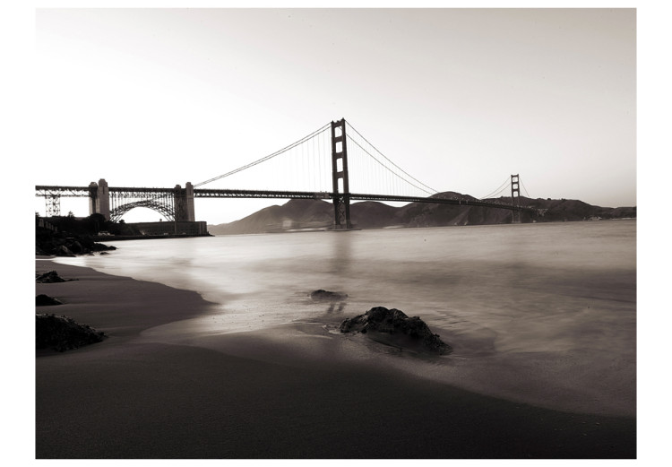 Photo Wallpaper Black and white architecture of San Francisco - Golden Gate Bridge by the beach 97236 additionalImage 1