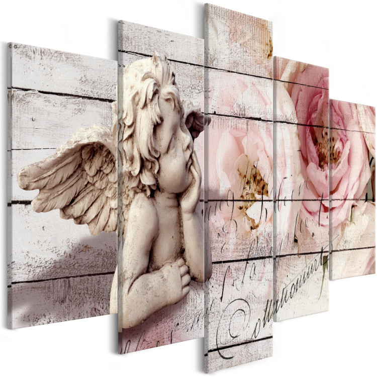 Canvas Contemplation (5-part) Wide - Pentaptych with Angel and Flower 107846 additionalImage 2
