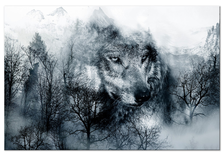 Canvas Art Print Mountain Predator (1 Part) Wide Black and White 108246