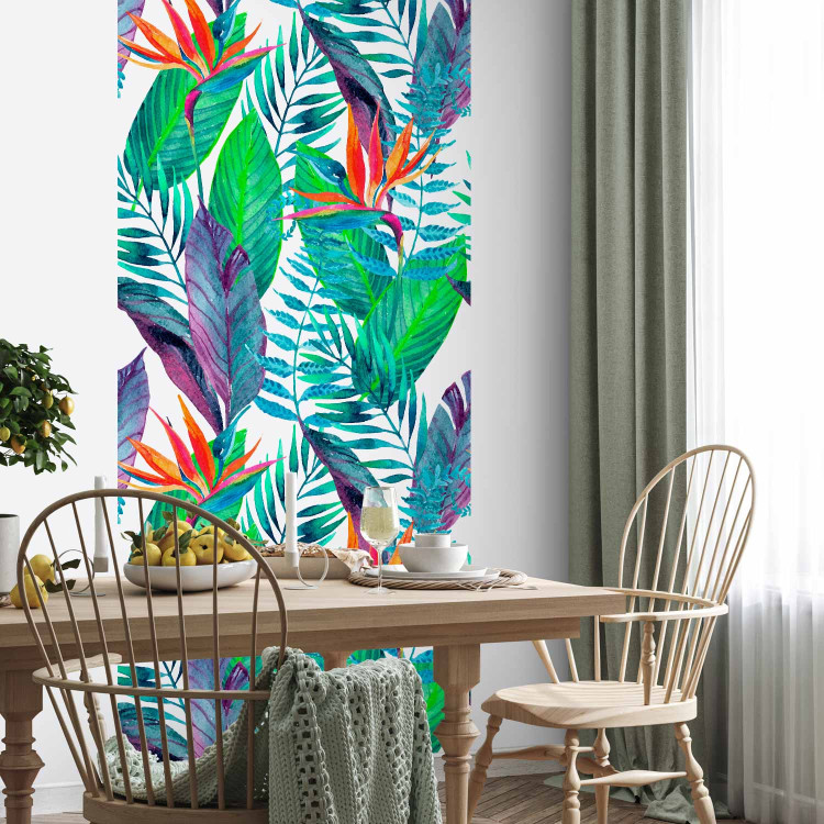 Wall Mural Tropical leaves - Colorful floral motifs on a white background 108546 additionalImage 7