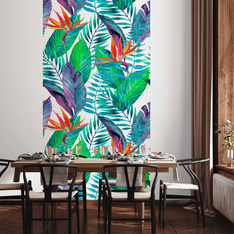 Wall Mural Tropical leaves - Colorful floral motifs on a white background 108546 additionalImage 6