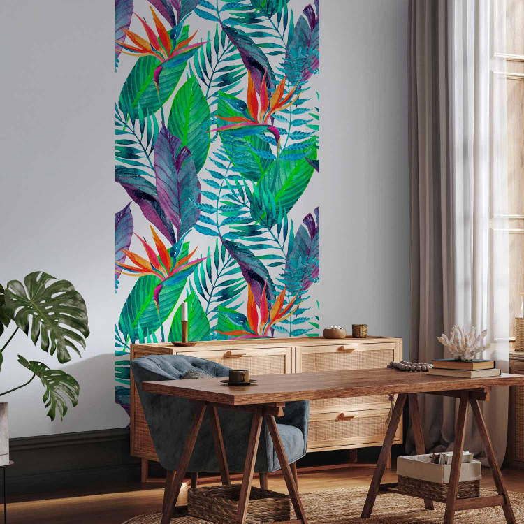 Wall Mural Tropical leaves - Colorful floral motifs on a white background 108546 additionalImage 4