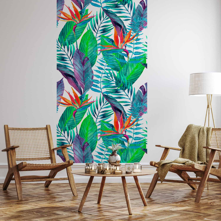 Wall Mural Tropical leaves - Colorful floral motifs on a white background 108546