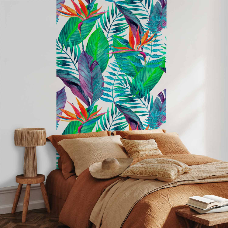 Wall Mural Tropical leaves - Colorful floral motifs on a white background 108546 additionalImage 2