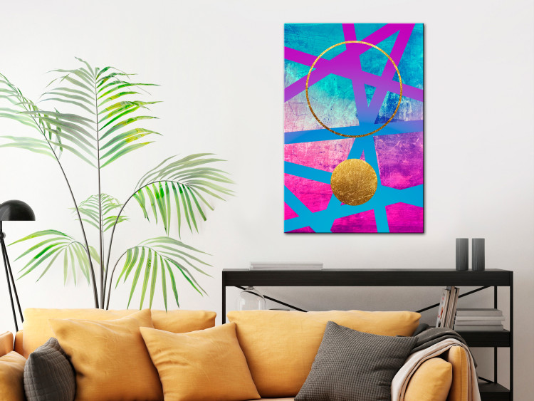 Canvas Crazy abstraction - golden circles and pink geometric figures 117946 additionalImage 3
