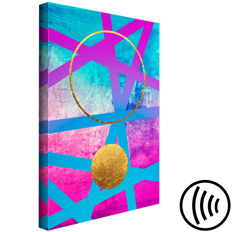 Canvas Crazy abstraction - golden circles and pink geometric figures 117946 additionalImage 6