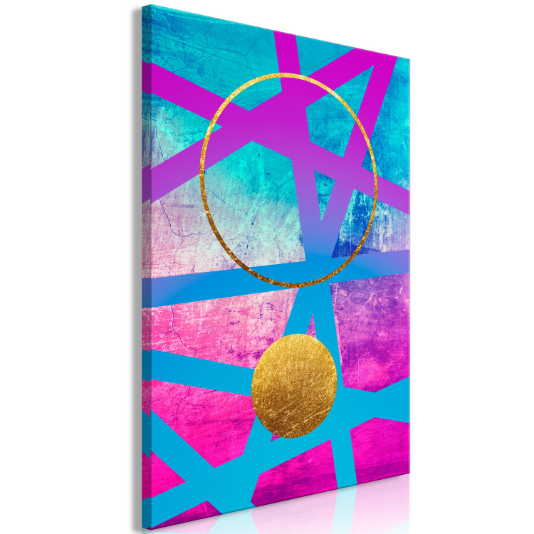 Canvas Crazy abstraction - golden circles and pink geometric figures 117946 additionalImage 2