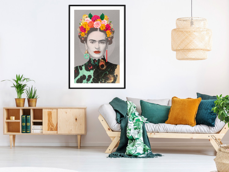 Poster Majestic Frida - modern landscape of a woman with colorful flowers 118146 additionalImage 4