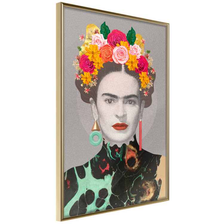 Poster Majestic Frida - modern landscape of a woman with colorful flowers 118146 additionalImage 12