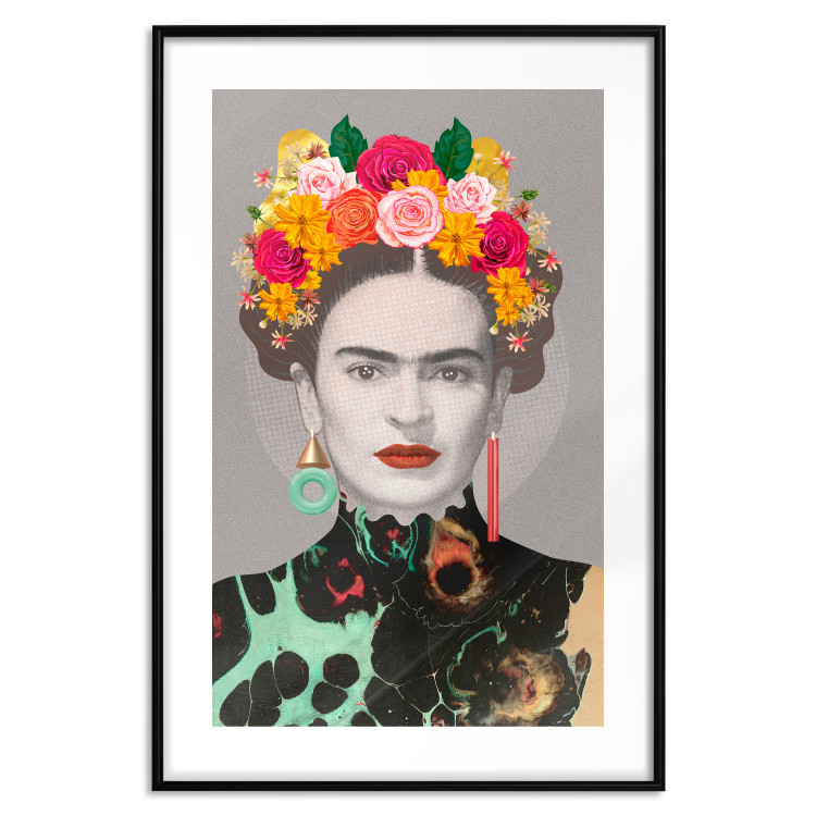 Poster Majestic Frida - modern landscape of a woman with colorful flowers 118146 additionalImage 15