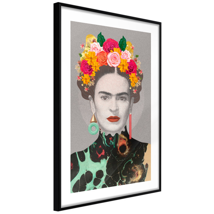 Poster Majestic Frida - modern landscape of a woman with colorful flowers 118146 additionalImage 11