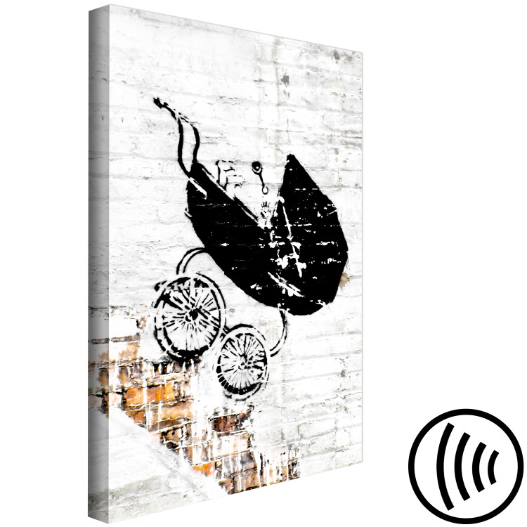 Canvas Slope - Banksy style black and white graffiti with a brick background 118746 additionalImage 6