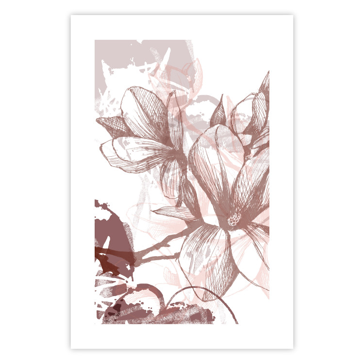Poster Magnolia World - botanical composition with flowers in brown tones 119046 additionalImage 25