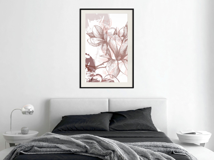Poster Magnolia World - botanical composition with flowers in brown tones 119046 additionalImage 22