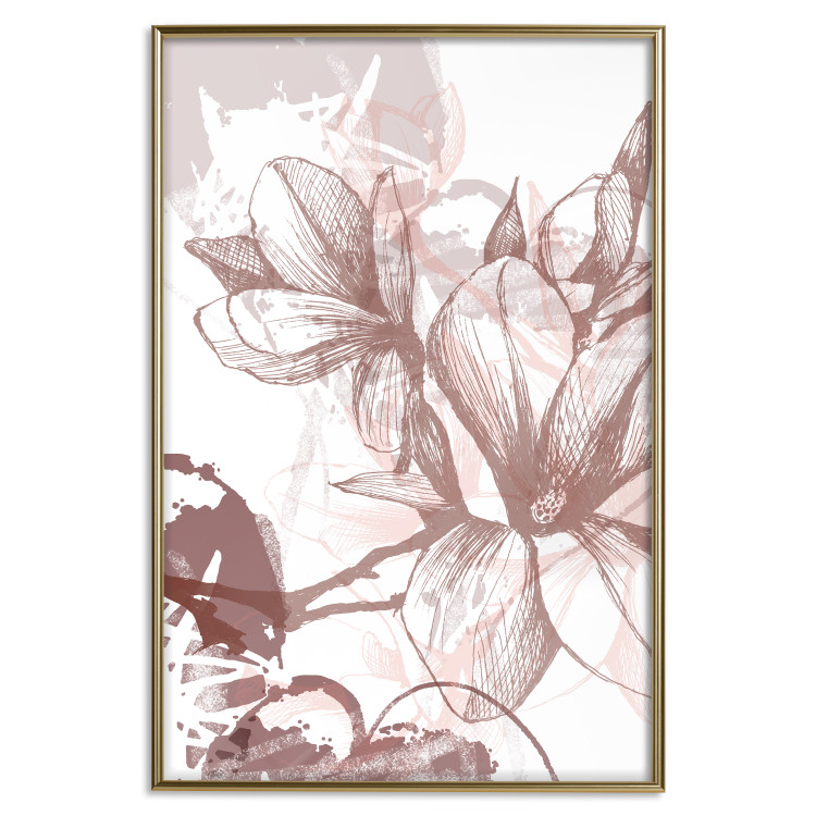Poster Magnolia World - botanical composition with flowers in brown tones 119046 additionalImage 16