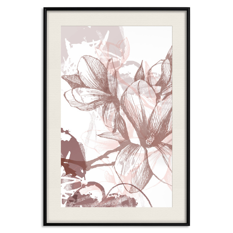 Poster Magnolia World - botanical composition with flowers in brown tones 119046 additionalImage 18