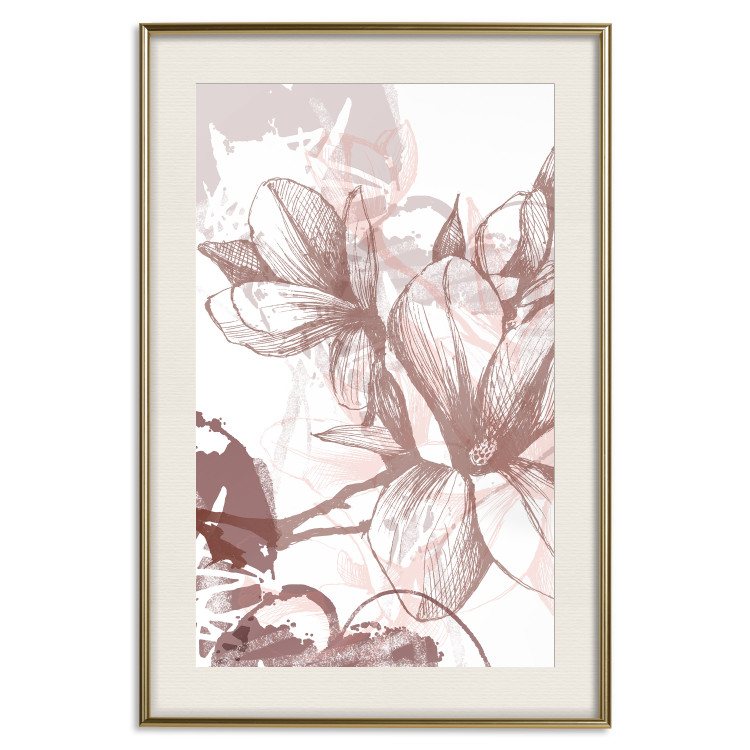 Poster Magnolia World - botanical composition with flowers in brown tones 119046 additionalImage 19