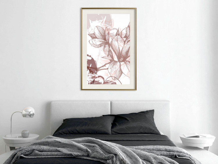 Poster Magnolia World - botanical composition with flowers in brown tones 119046 additionalImage 21