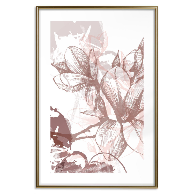 Poster Magnolia World - botanical composition with flowers in brown tones 119046 additionalImage 14