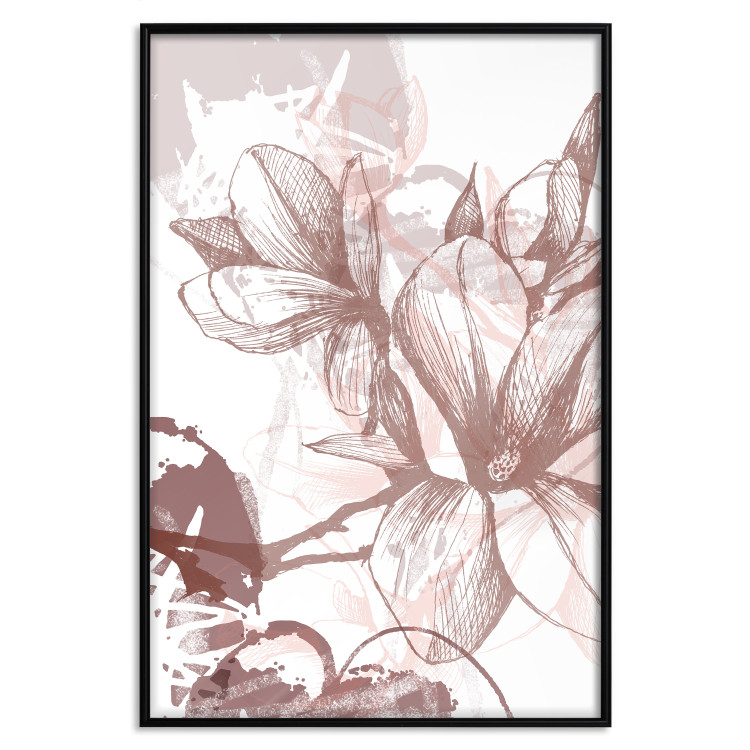 Poster Magnolia World - botanical composition with flowers in brown tones 119046 additionalImage 24