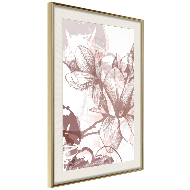 Poster Magnolia World - botanical composition with flowers in brown tones 119046 additionalImage 2