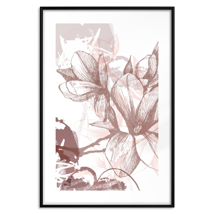 Poster Magnolia World - botanical composition with flowers in brown tones 119046 additionalImage 17