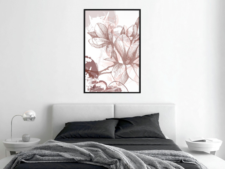 Poster Magnolia World - botanical composition with flowers in brown tones 119046 additionalImage 3